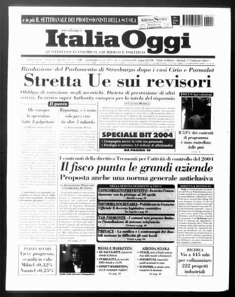 Italia oggi : quotidiano di economia finanza e politica